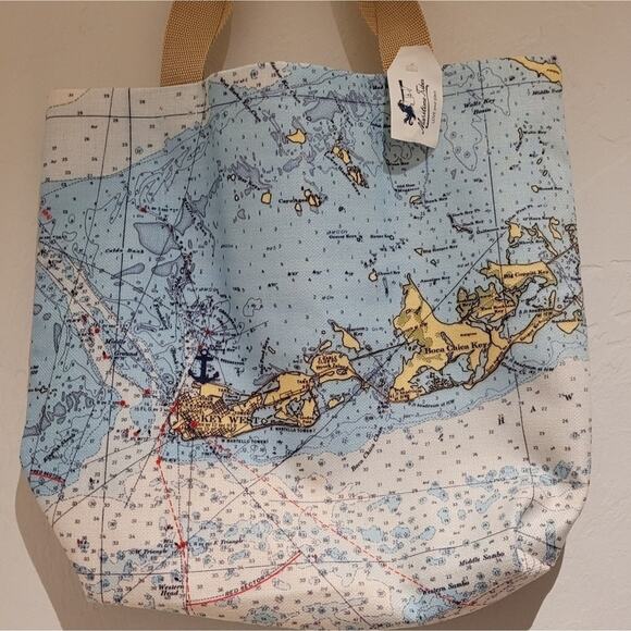 NWT Maritime Tribes Key West Nautical Chart Print Tote Bag - Picture 4 of 10